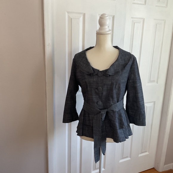 Women’s Acorn Cotton Crop Sleeve Blouse/Jacket, Denim Color,  SZ XL - Picture 2 of 11